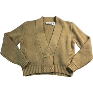 Weathervane Cardigan Sweater Women's L Tan Vintage Raffi Wool Double Breasted‎